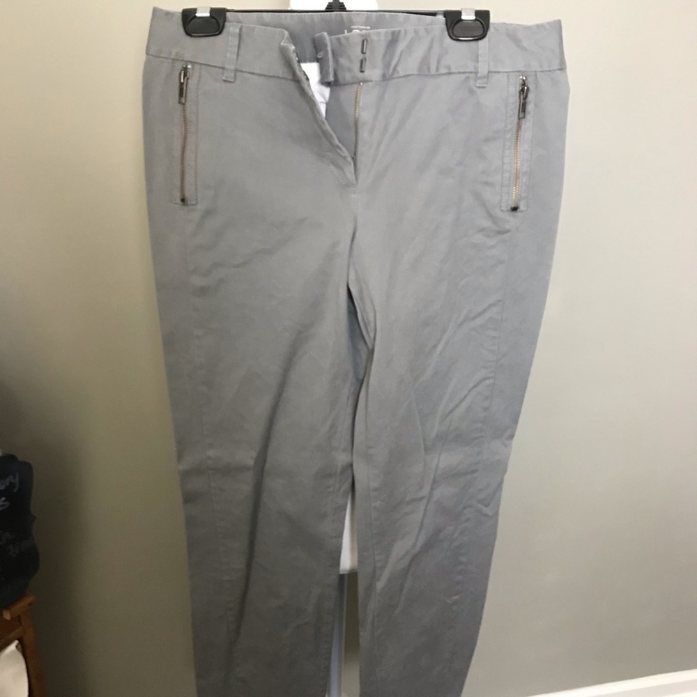 Gray tapered khaki pants